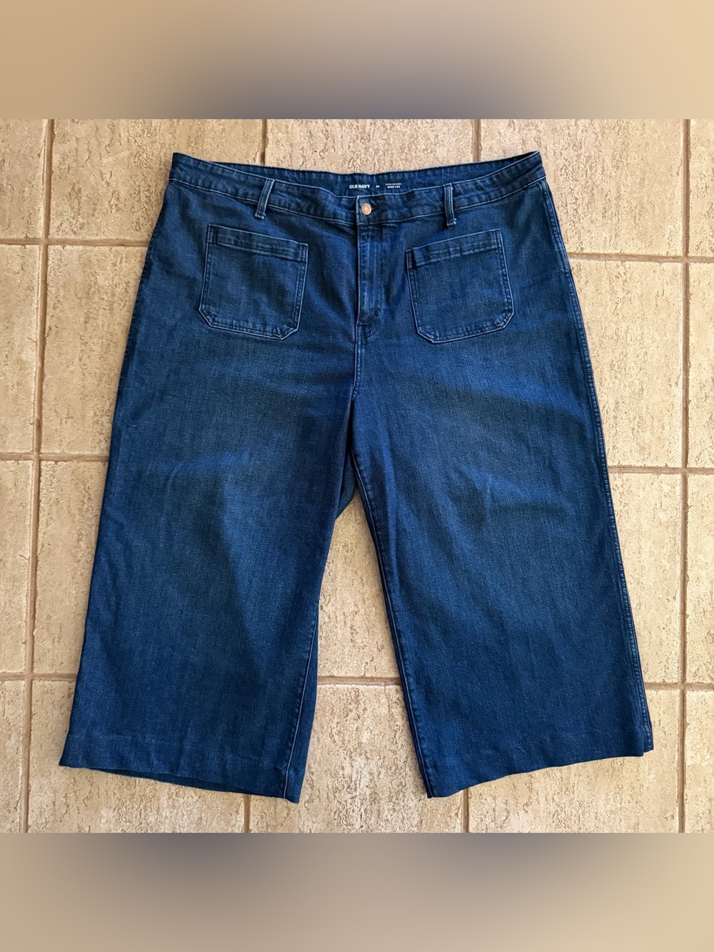 Old Navy Plus Size 24 Jeans Extra High Rise Super Wide Leg Denim Patch Pocket